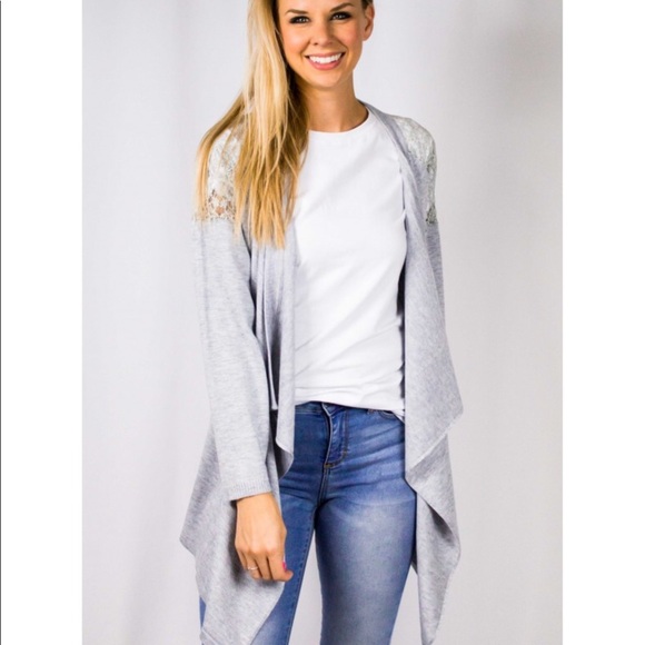Sweaters - Lace Shoulder Cardigan